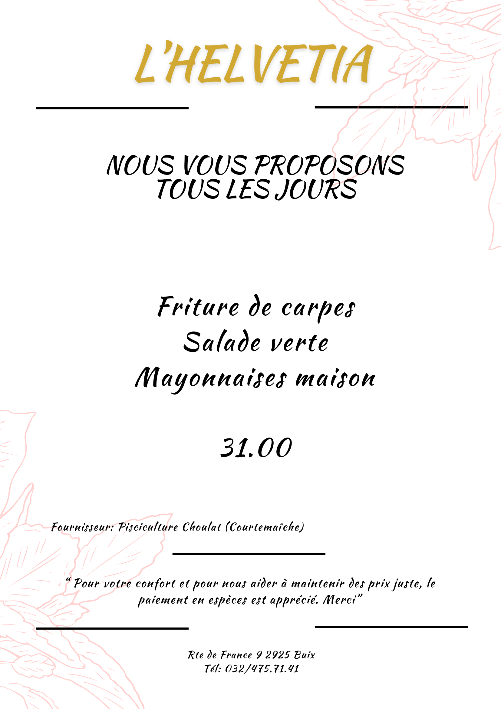 Carte Friture